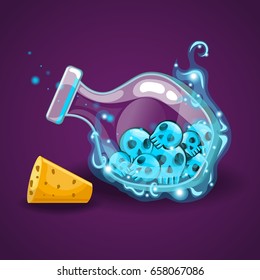 Bottle with skull and magic smoke
