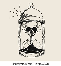 Bottle with skull potion, poison and leaf potion hand drawn illustration