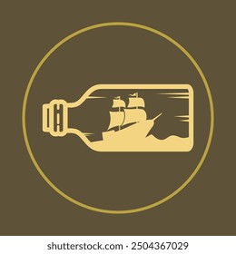 Botella con la Pequeña nave vieja dentro del icono de moda hábil Ilustración vectorial abstracta colorida artwork.eps