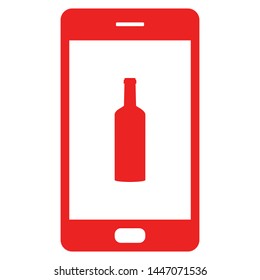 Bottle and smartphone on white