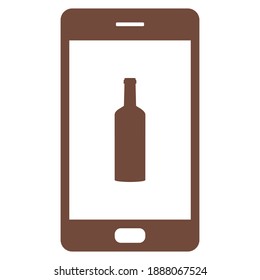Bottle and smartphone on white