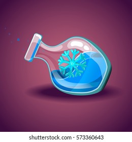 Bottle with snowflake, magic elixir