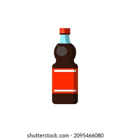 Bottle of soda. Cola in plastic tarre. Vector illustration flat design. Isolated on white background. Fast food drink symbol. 