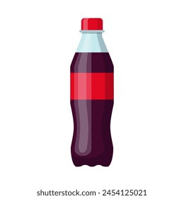 Bottle of soda. Cola in plastic tarre. Isolated on white background. Vector illustration in flat style