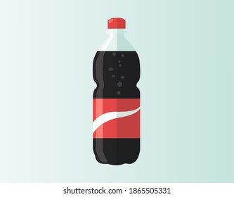 A bottle of soda drink on blue background