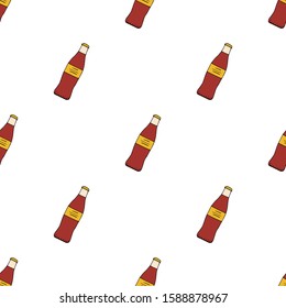 Bottle of soda drink. Seamless pattern. hand drawn vector illustration.   doodles or cartoon style.
