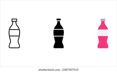 Iconos de soda en frascos set Bebida en línea recta en alimentos, ilustración vectorial en fondo blanco