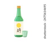 A bottle of soju, Korean vodka. Translation : Soju