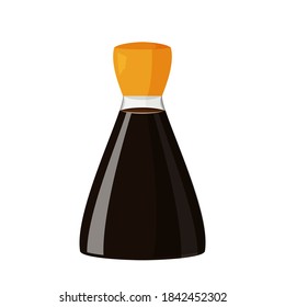 Bottle of soy sauce isolated on white background. Vector realistic illustration of Japanese product.