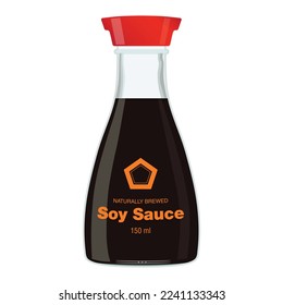 A bottle of soy sauce isolated on white background. Editable EPS 10 vector graphic.