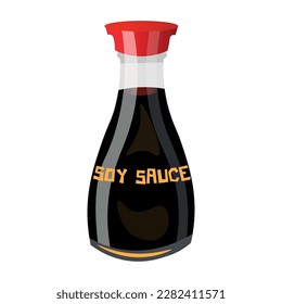 Bottle of soy sauce on white background