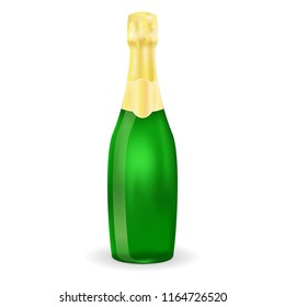Bottle of sparkling wine or champagne. Vector 3d illustration isolated on white background