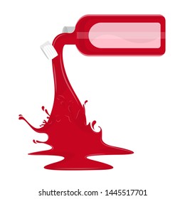 Bottle spilling red juice on a white background - Vector