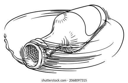 Bottle spinning faster while playing the risky game of 'Truth or Dare'. Illustration in hand drawn style.