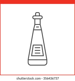Bottle of a spirit, liqueur or other alcoholic beverage. Simple outlined vector of alcohol bottle. Linear style