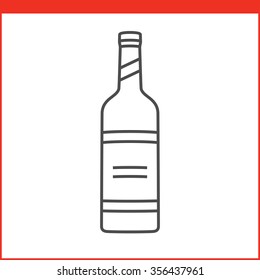 Bottle of a spirit, liqueur or other alcoholic beverage. Simple outlined vector of alcohol bottle. Linear style