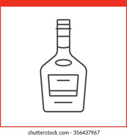 Bottle of a spirit, liqueur or other alcoholic beverage. Simple outlined vector of alcohol bottle. Linear style