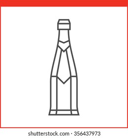 Bottle of a spirit, liqueur or other alcoholic beverage. Simple outlined vector of alcohol bottle. Linear style