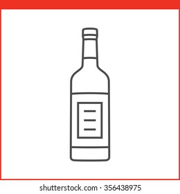 Bottle of a spirit, liqueur or other alcoholic beverage. Simple outlined vector of alcohol bottle. Linear style