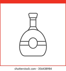 Bottle of a spirit, liqueur or other alcoholic beverage. Simple outlined vector of alcohol bottle. Linear style