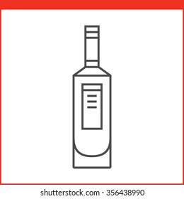 Bottle of a spirit, liqueur or other alcoholic beverage. Simple outlined vector of alcohol bottle. Linear style
