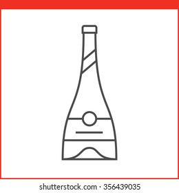 Bottle of a spirit, liqueur or other alcoholic beverage. Simple outlined vector of alcohol bottle. Linear style