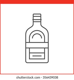 Bottle of a spirit, liqueur or other alcoholic beverage. Simple outlined vector of alcohol bottle. Linear style