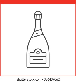 Bottle of a spirit, liqueur or other alcoholic beverage. Simple outlined vector of alcohol bottle. Linear style