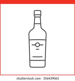 Bottle of a spirit, liqueur or other alcoholic beverage. Simple outlined vector of alcohol bottle. Linear style