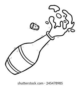bottle splashing / cartoon vector and illustration, black and white, hand drawn, sketch style, isolated on white background.