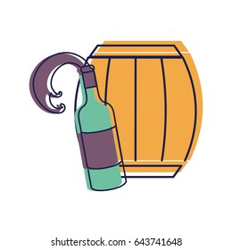 bottle splashing wine with barrel