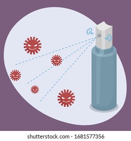 The bottle spray Ethyl alcohol, sterilize, protects, anti virus corona covid 19. Illustration vectors concept design.