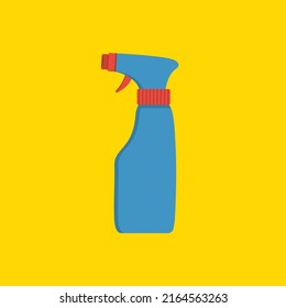 Bottle spray. Icon of bottle with disinfect. Can with alcohol cleaner. Plastic can for water, soap and disinfectant. Antiseptic for wash and clean. Atomizer in flat style. Vector.