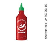 A bottle of sriracha hot sauce. Editable EPS 10 vector graphic isolated on white background. 