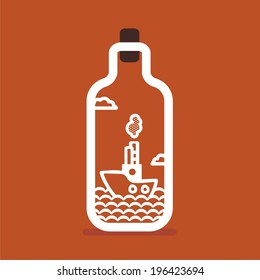bottle with steamboat inside