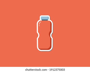 Bottle sticker design for drinking in red isolated on color background. Flat sticker printing concept design. Vector illustration. Suitable for icons, stickers and poster backgrounds.