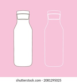 Bottle with stopper. Vector illustration of package for liquid. Line design icon.