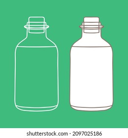 Bottle with stopper. Vector illustration of package for liquid. Line design icon.