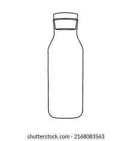 Bottle with stopper. Vector illustration of package for liquid. Line design icon.