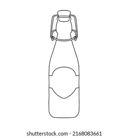 Bottle with stopper. Vector illustration of package for liquid. Line design icon.