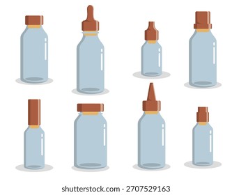 Botella con tapones Iconos Vector