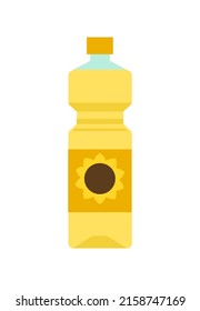 Bottle with sunflower oil. Food ingredient. flat vector illustration isolated on white.