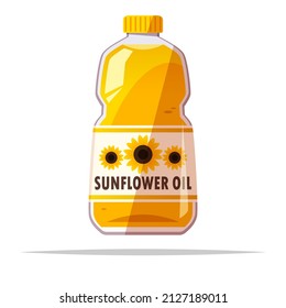 Botella de vectores de aceite de girasol ilustración aislada