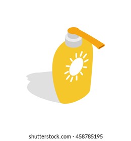 Bottle of suntan cream icon in isometric 3d style on a white background