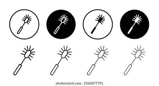 Bottle sweeper cleaning brush icon Black and white outline vector