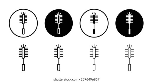 Bottle sweeper cleaning brush icon Thin line art isolated