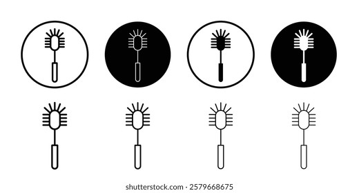 Bottle sweeper cleaning brush icon Outline thin set pack series