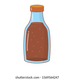 Bottle of syrup vector illustration with cute design isolated on white background 