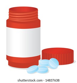 Bottle and tablets. Vector illustration