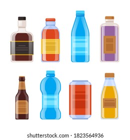 Bottle template mock isolated set. Vector flat graphic design cartoon illustration